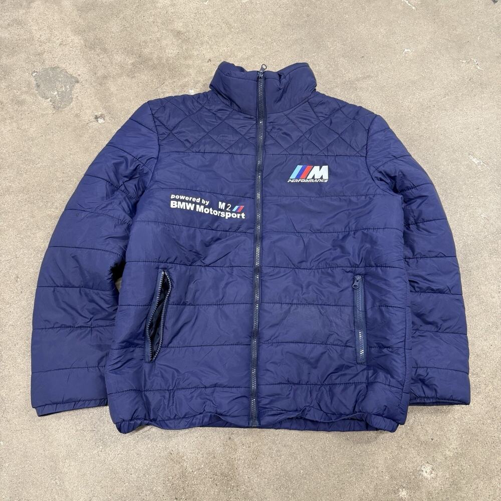 BMW MOTORSPORT PUFFER PADDED JACKET NAVY MENS MEDIUM